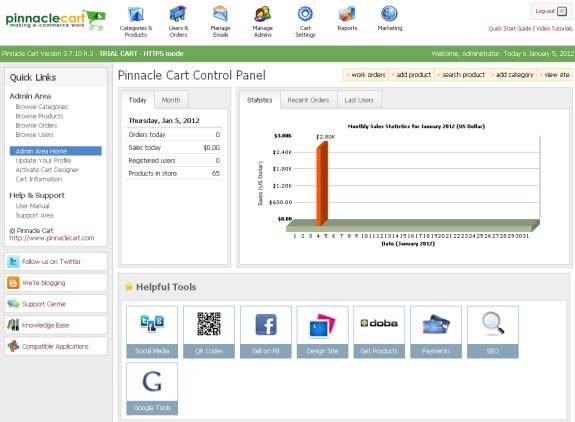 Pinnacle cart settings